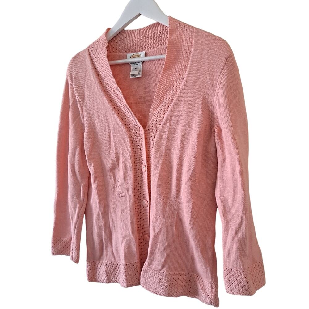 Talbots Peach V-Neck Long Sleeve Sweater Cardigan - Size M